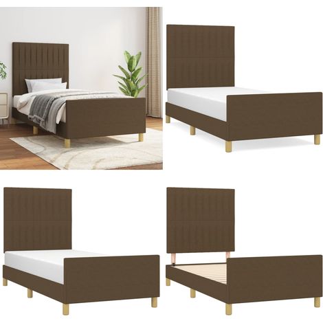 Giroletto senza Materasso Marrone Scuro 90x190 cm Tessuto - Letto con testiera - Testiera per letto