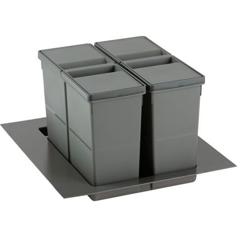 Poubelle sélective pour caisson de 450mm - Nombre de seaux : 2 - Contenance : 22 L - Pour caisson de largeur : 450 mm - Décor : Anthracite - Hauteur : 277 mm - GOLLINUCCI (1/2)