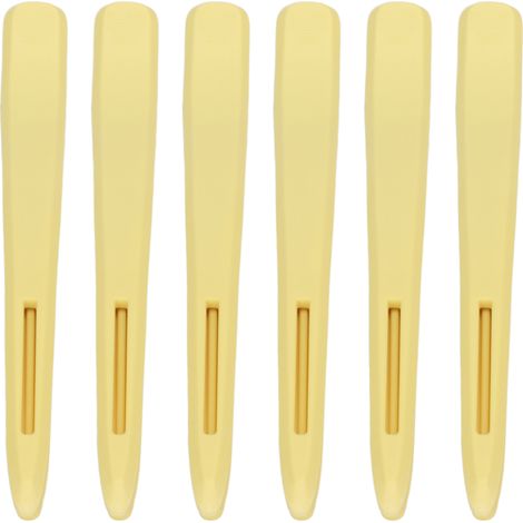 6 pinces de coiffure jaunes, clips sectionnage cheveux, grip ferme, coupe coiffure, bec de canard pour salon (1/5)