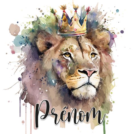 Papier peint panoramique enfant avec prénom personnalisable - Lion - 130 cm x 84 cm (1/2)