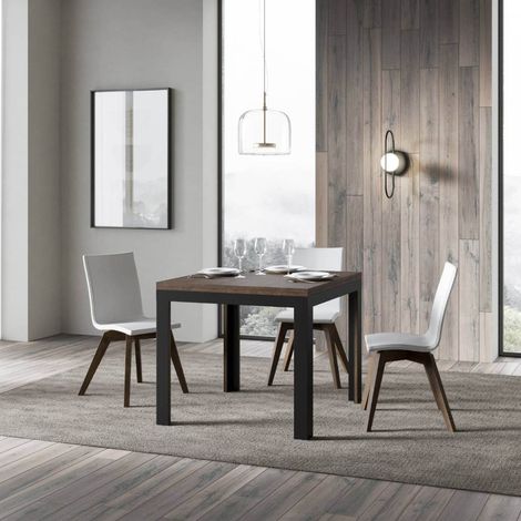 Tavolo apribile 90x90/180 cm Linea Libra Noce telaio Antracite (1/4)
