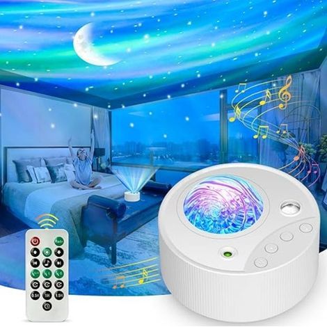 LED projector with starry sky and northern lights, timer, white noise, decorative night light for children's/adults' bedrooms (1/5)