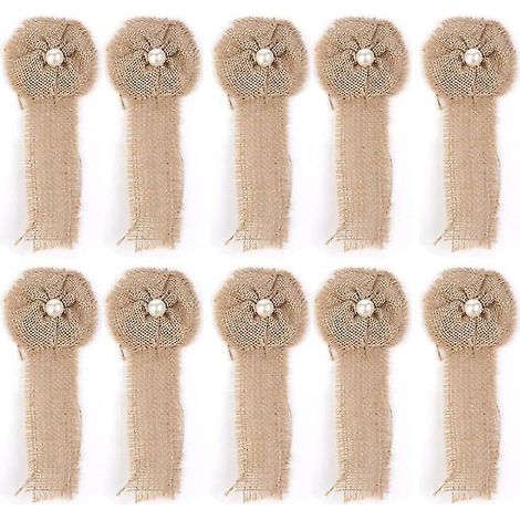 10 fleurs en toile de jute