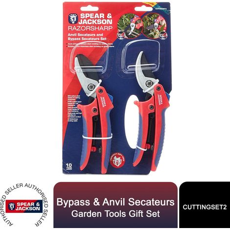 Spear & Jackson Gift Set of Bypass & Anvil Secateurs Garden Tools (1/5)
