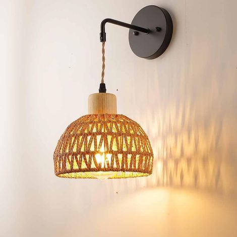 Applique Murale en Rotin – Lampe Murale Moderne Style Bohème, Éclairage Intérieur pour Chambre, Salon, Couloir et Escalier (1/5)