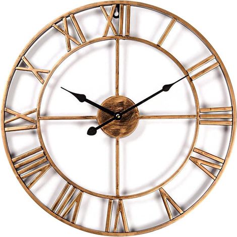 Horloge Murale Silencieuse Vintage, 40cm Squelette en Métal Horloge, Salon Cuisine Café Hôtel Bureau Décor À La Maison Horloge,horloge créative horlo (1/5)