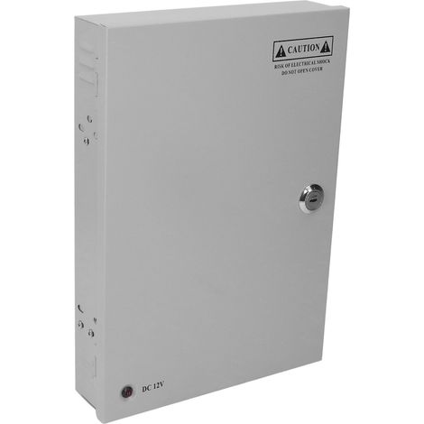 Alimentation CCTV 18 canaux 12 V avec fusible, boîtier métallique, prise secteur et verrouillage 110 V/220 V 12 V 20 A 18 canaux (1/5)