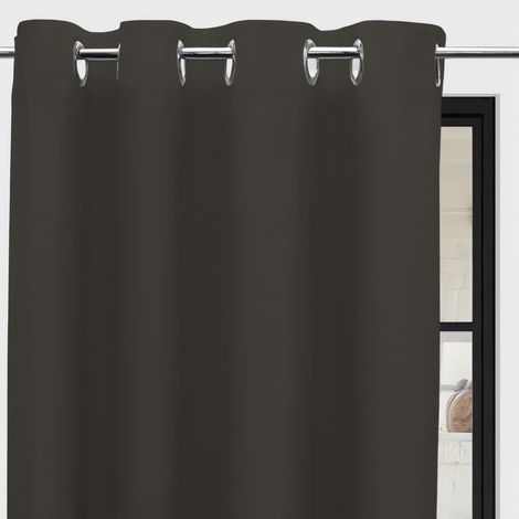 Rideau à oeillets pur coton 135x250 cm PANAMA taupe, par Soleil d'Ocre