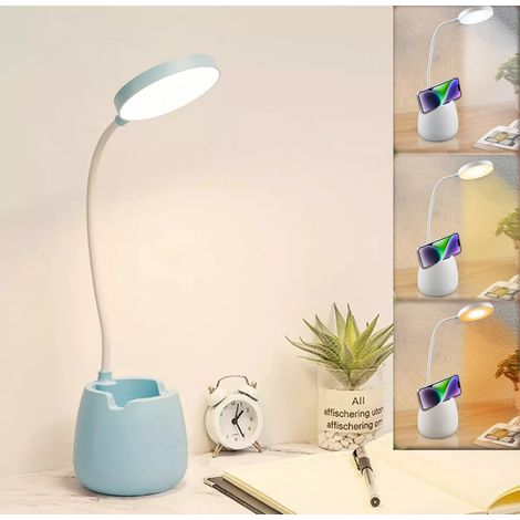 Lampe de bureau bleu LED, lampe de lecture, gradation continue de la température de 3 couleurs, rechargeable, adaptée au travail et aux études (1/5)