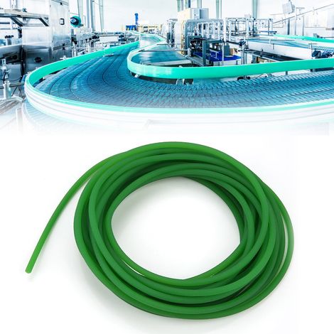 Courroie ronde en polyuréthane, courroie ronde en PU texturé vert, courroie transporteuse industrielle, courroie à joint torique, peut être raccordée à des moteurs électriques et à des courroies de to (1/5)