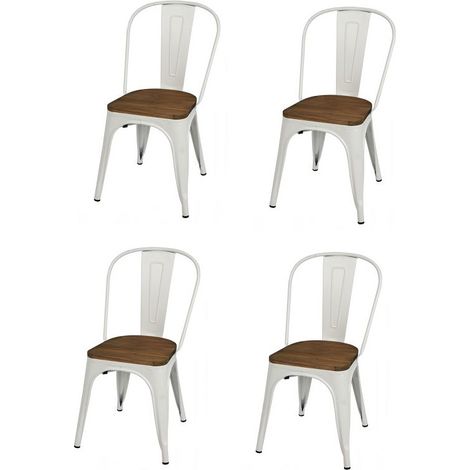 Lot de 4 chaises en métal "Liv" - Blanc mate - L 36 x l 45 x H 84 cm - Livraison gratuite (1/2)