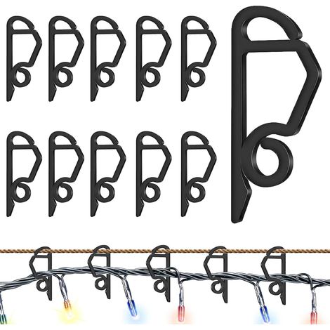 120 Pcs Noël Crochet pour Guirlande Lumineuse, Crochet Guirlande Exterieur, Crochet Gouttiere Guirlande, Crochet Guirlande Lumineuse pour Éclairage Extérieur de Noël (Noir) (1/5)