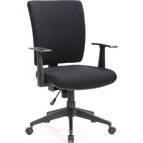 Sedia con ruote Eulalia, Poltrona direzionale con braccioli, Seduta ergonomica da ufficio, 61x65h98/108 cm, Nero