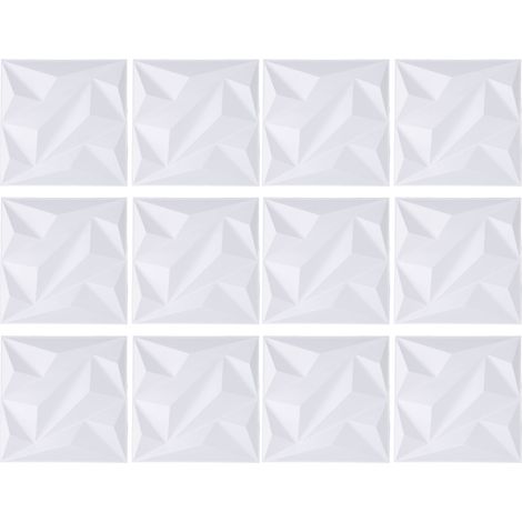 Lot de 12 panneaux muraux décoratifs 3D, blanc mat, 300 x 300 mm, en PVC texturé, pour chambre ou fond de streaming en direct (1/5)
