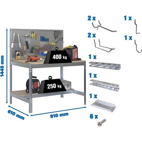 Établi fixe Simonrack BT2 gris 144,5 × 91 × 61 cm en acier
