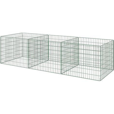 Composteur de 1680 litres, 270 x 90 x 70 cm, 3 pièces, composteur rapide en acier, résistant aux intempéries, vert