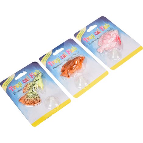 Lot de 3 poissons tropicaux artificiels (faux guppys et scalaires) pour aquarium. (1/5)