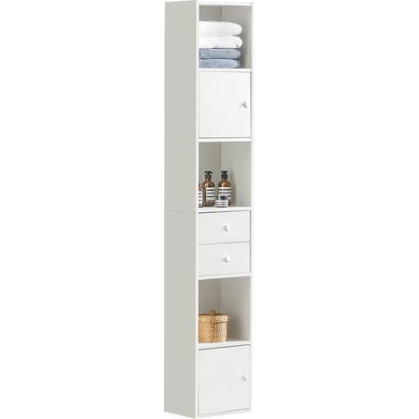 SoBuy STR10-W Badezimmer Hochschrank mit Schubladen Badschrank Badregal Standregal Aufbewahrungsregal Aktenschrank Büroregal weiß BHT ca: 33x188x24cm (1/5)