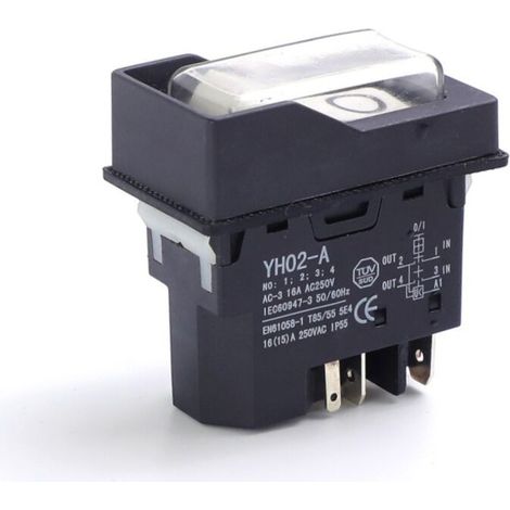 Interrupteur à déclenchement AN17-1 à 4 broches, interrupteur autobloquant haute intensité 20 A 250 V adapté aux outils électriques industriels de 3900 W, avec fonction de déclenchement à double vites