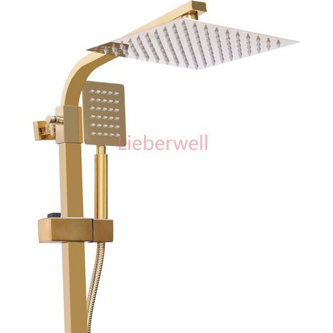Créer une expérience spa de luxe Système de douche doré à hauteur réglable, parfait pour une mise à niveau de la salle de bain moderne (1/5)