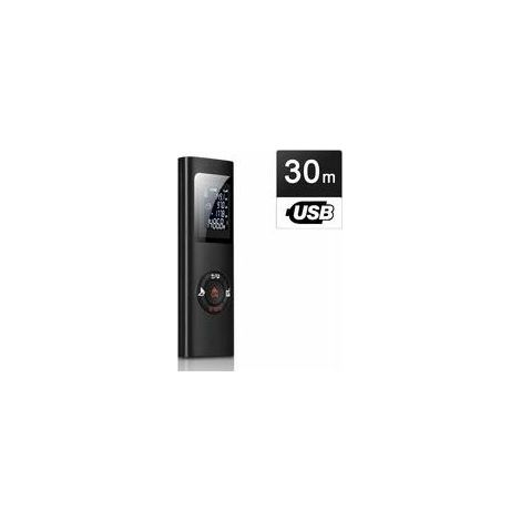 Télémètre laser portable numérique 30 m pour la mesure de surfaces et de volumes / Fonction Pythagore / IP54 / Écran LCD rétroéclairé / Rechargeable (1/4)