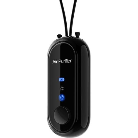 Ortviai Purificateur d’Air Portable avec Ioniseur Négatif – Collier Rechargeable, Noir, 120 millions d’ions par cm³ (1/4)