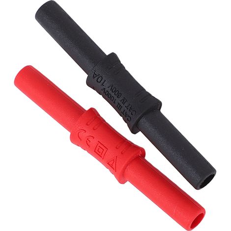 Lot de 10 adaptateurs connecteurs bananes femelle-femelle 4 mm J.20009 isolés PVC laiton rouge noir (1/5)