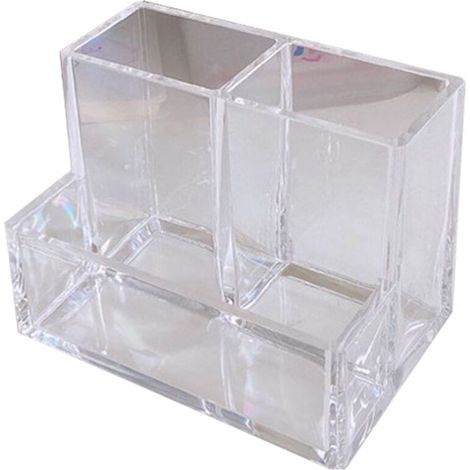 Porte-crayons transparent en acrylique à 3 compartiments épais pour bureau ou comptoir