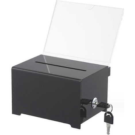 1-pack Acrylic Donation Box with Lock, Black Ballot Box with Sign Holder, Suggestion Box for Collection (1/5)
