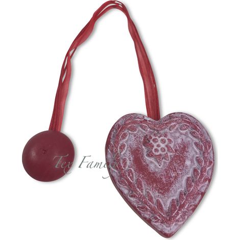 CALAMITA FERMA TENDA IN LEGNO CALAMITE PER TENDE LEGATENDE CUORE SHABBY ROSSO BORDEAUX