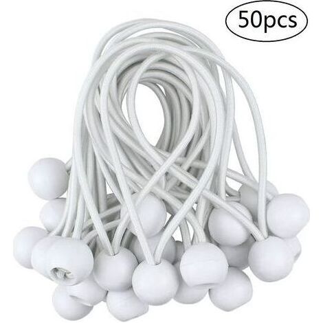 50 Pcs Tendeur à Boule Élastique, Tendeur de Bâche pour Pavillon, Camping, Tente Cordons, Rideaux Harnais d’Extension, 10cm (1/3)