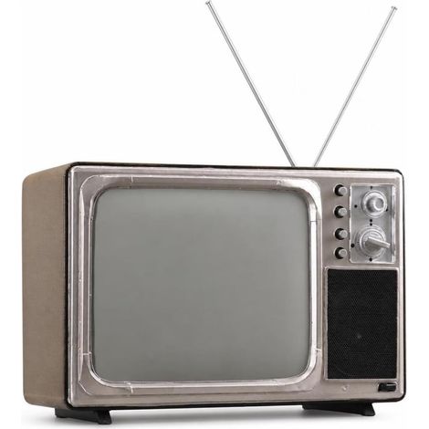 Miniature Television with Retro Antennas, Grey-Brown (1/5)