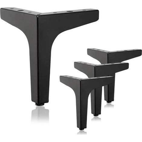Juego de 4 patas negras para muebles, patas metálicas de 15 cm para mesas de centro, patas triangulares para muebles de baño, sofás, armarios y aparadores. (1/5)