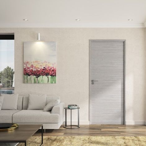 Optimum – Bloc porte ajustable décor chêne taupe BILBAO – Poussant droit – Poignée à gauche – 204 x 73 cm – Vissage invisible et joint phonique (1/5)