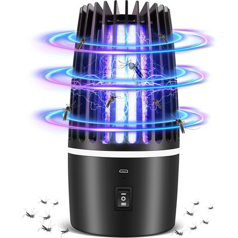 Tue moustiques rechargeable par USB avec lumière UV et piège lumineux attire les insectes volants à 360° (1/5)