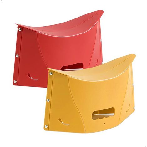 Klappbare Toilettenhocker, 2er-Set, multifunktional, inklusive Aufbewahrungstasche, ultradünn, tragbarer Tritthocker für Zuhause, rot und gelb (1/5)
