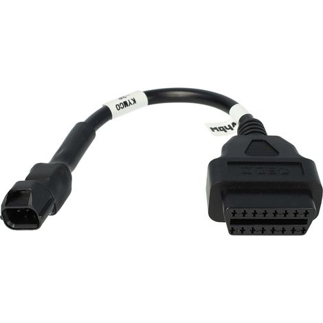 vhbw Adaptador OBD2 - 3 pines a OBD2 16pin compatible con Kawasaki J125, J300 moto, motocicleta - 15 cm (1/4)