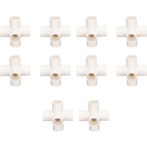 10 Stück 20-mm-PVC-Fittings, 5-Wege-Winkel, 3D-Rechtwinkel für Möbel, Weiß
