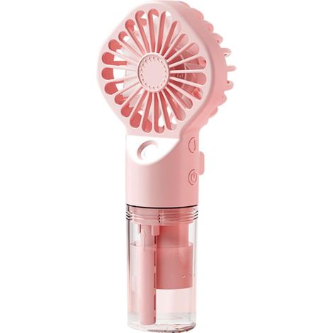 Ventilateur Portable Rechargeable USB, 4 Vitesses, Brumisateur Hydratant, Silencieux pour Intérieur et Extérieur, Rose (1/4)
