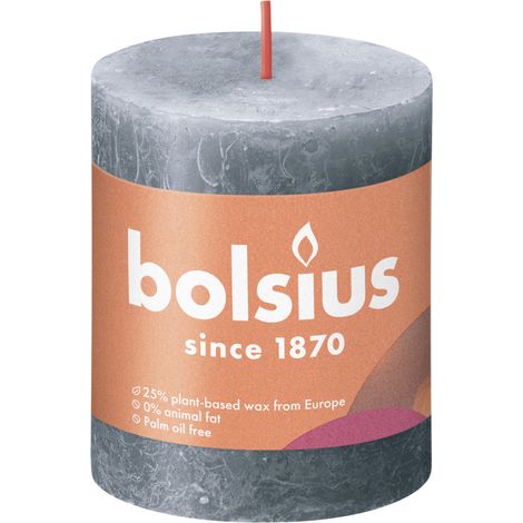 Bolsius Rustik Stumpenkerze 80/68 mm Schieferblau