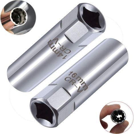 Set di 2 chiavi a bussola per candele, estrattore per chiavi a bussola per candele a parete sottile (14 mm + 16 mm) (1/5)