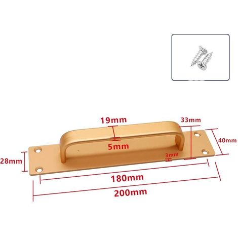 Set di 2 maniglie per porte in alluminio, realizzate in lega di alluminio color oro, autoadesive e a fissaggio istantaneo, per cassetti, bagni, armadi, credenze, guardaroba, finestre (lunghezza: 200 m