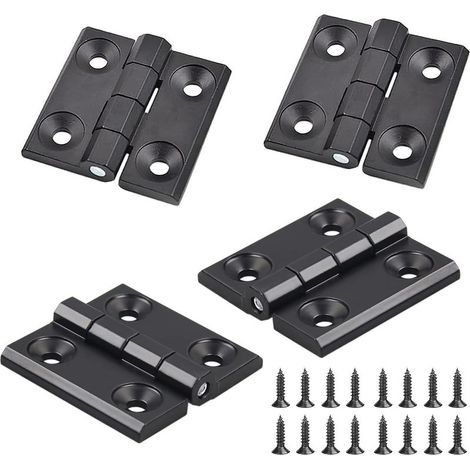 4 bisagras para armarios, bisagras de aluminio negro, bisagra de tope con rodamiento de bolas, orificios planos para bisagras en mesas plegables, armarios y muebles. (1/5)