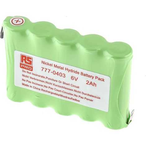 Bloc batterie rechargeable RS PRO 6V NiMH 2Ah AA x 5 ( Prix pour 1 )