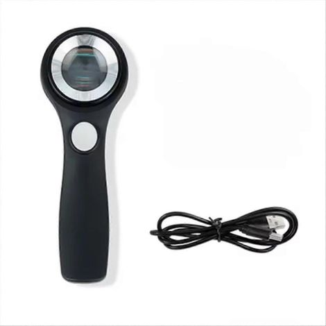 Tragbare 60-fache Vergrößerungslupe mit UV-Beleuchtung, USB-wiederaufladbar, Leselupe für Juweliere, Taschenlupe. (1/5)