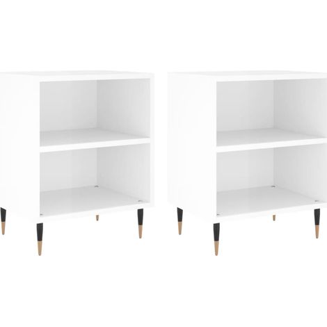 Maison Exclusive - Comodini 2 pz Bianco Lucido 40x30x50 cm in Legno Multistrato