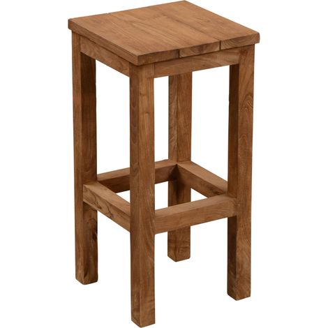 Inko Teakholz-Barhocker Abacus recyceltes Teak 36,5x36,5x75 cm Sitzhocker (1/5)