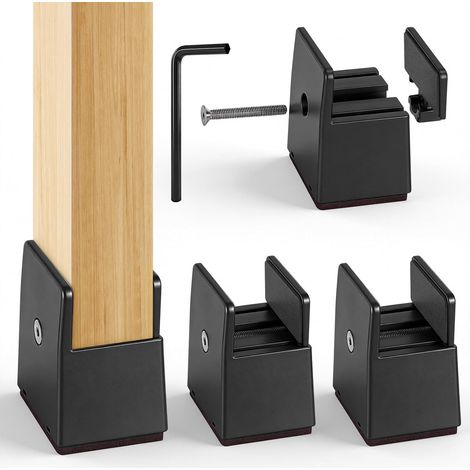 4 Rehausseur Meuble 5 Cm, Rehausseur Pieds De Lit Réglable En Largeur De 10 À 37 Mm, Extension Rehausseur De Lit Adulte Résistante Et Antidérapants, Capacité 500 Kg, Pour Canapé, Table, Chaise (Noir) (1/5)