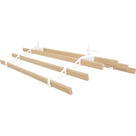 Tendedero de Techo con Sistema de Poleas en Blanco 6 Listones de Madera 0.9m Capacidad de peso de 30 kg Kit Fijación GRATIS Tendedero Colgante Secadora Estructura p/ Colgar Secar Ropa Colgador