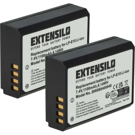 EXTENSILO 2x Akku Ersatz für Canon LP-E10 für Kamera (1100 mAh, 7,4 V, Li-Ion) (1/5)